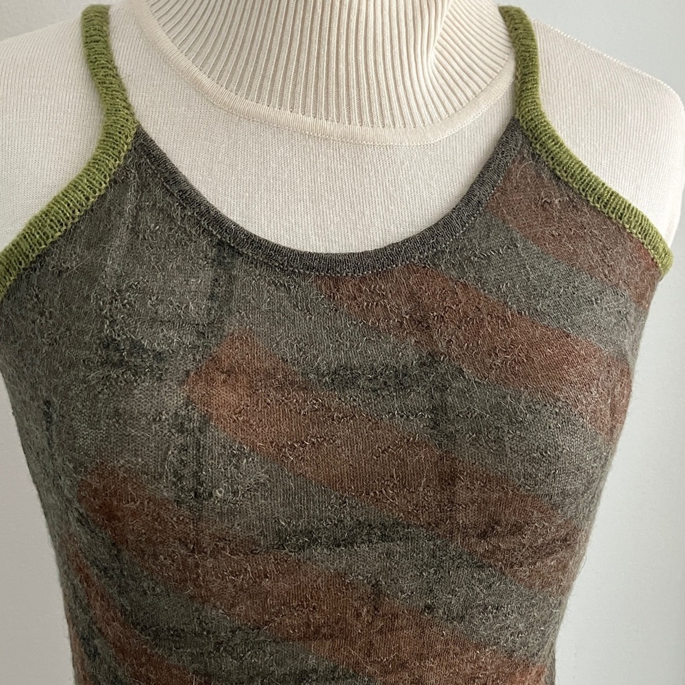 Save The Queen Green and Brown Tank Top made in Italy 🇮🇹